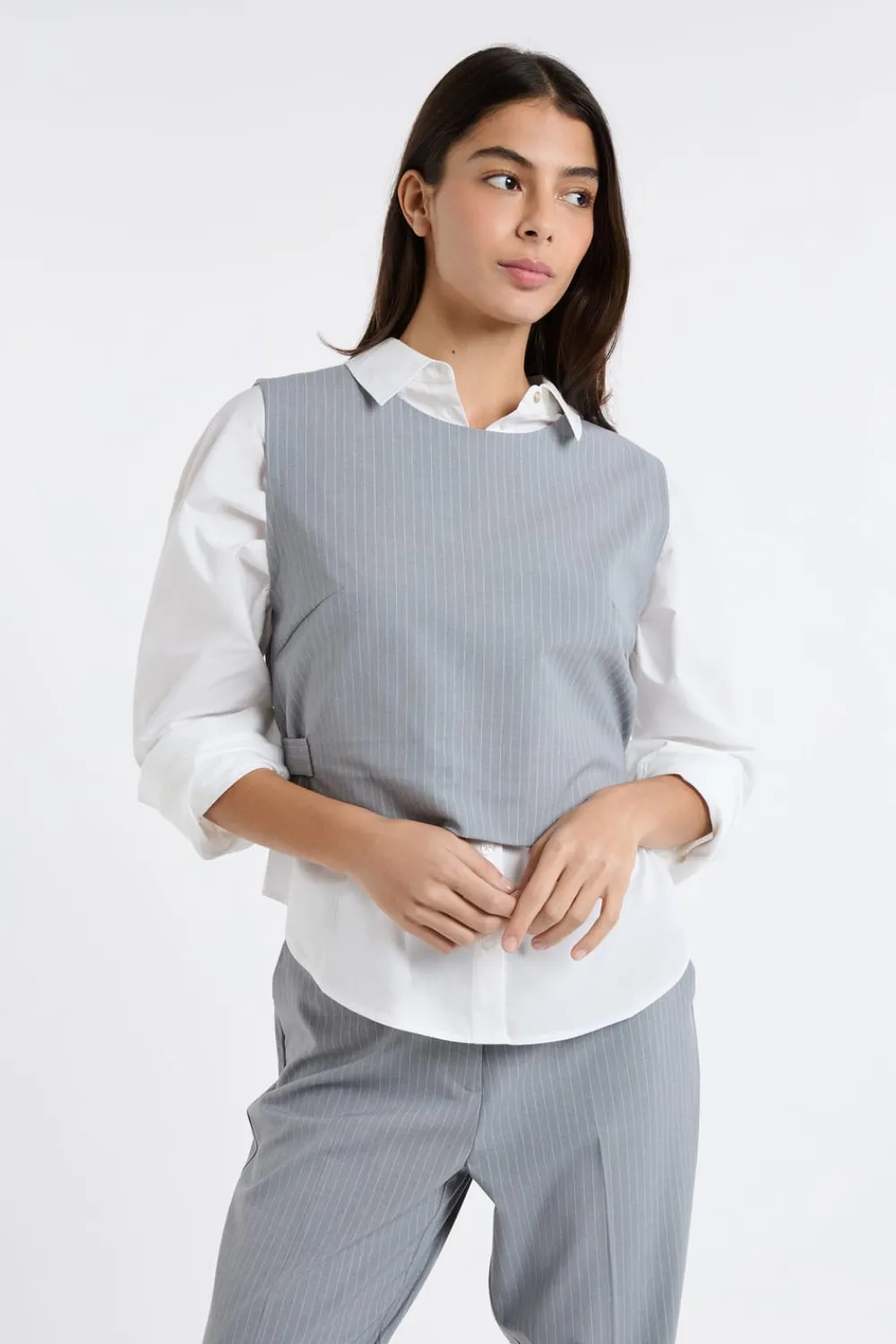 Hot ETAM Top sin mangas a rayas GRIS