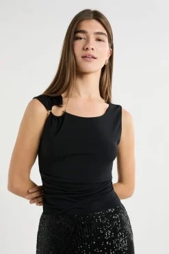 Discount ETAM Top sin mangas con anilla NEGRO