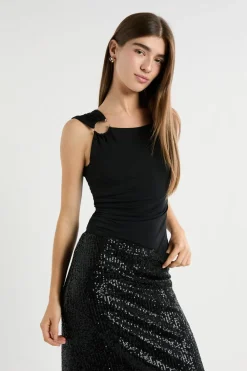 Discount ETAM Top sin mangas con anilla NEGRO