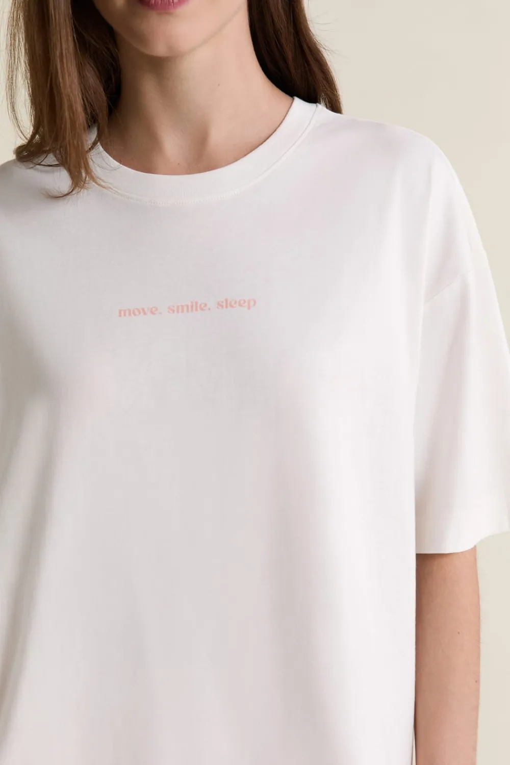 New ETAM T-shirt de pyjama manches courtes en coton ECRU