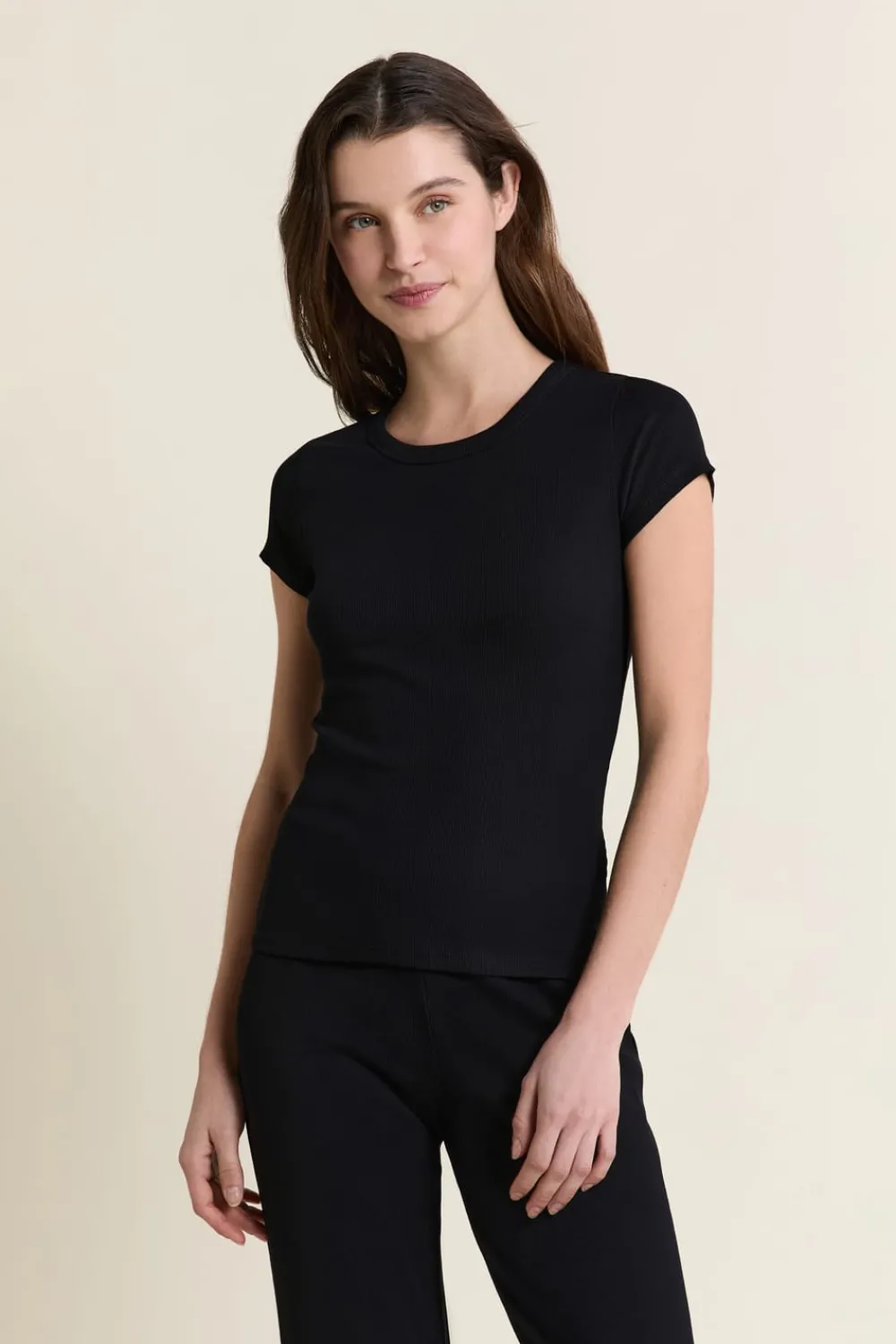 ETAM T-shirt de pyjama manches courtes avec coton NOIR