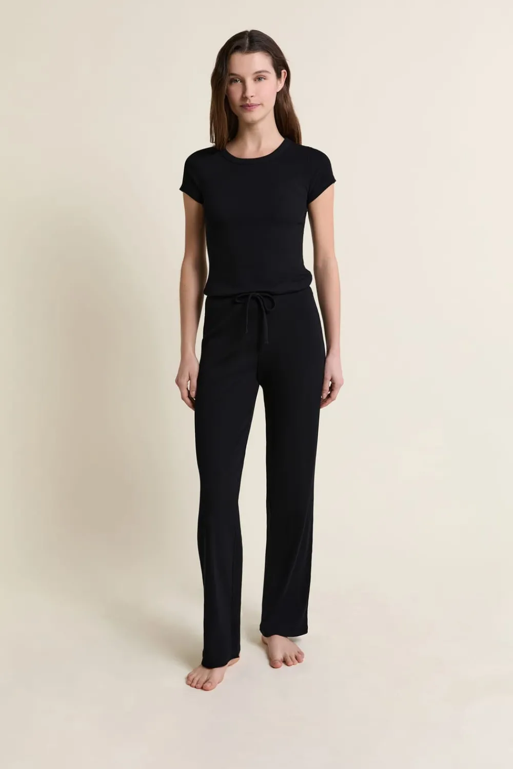 ETAM T-shirt de pyjama manches courtes avec coton NOIR