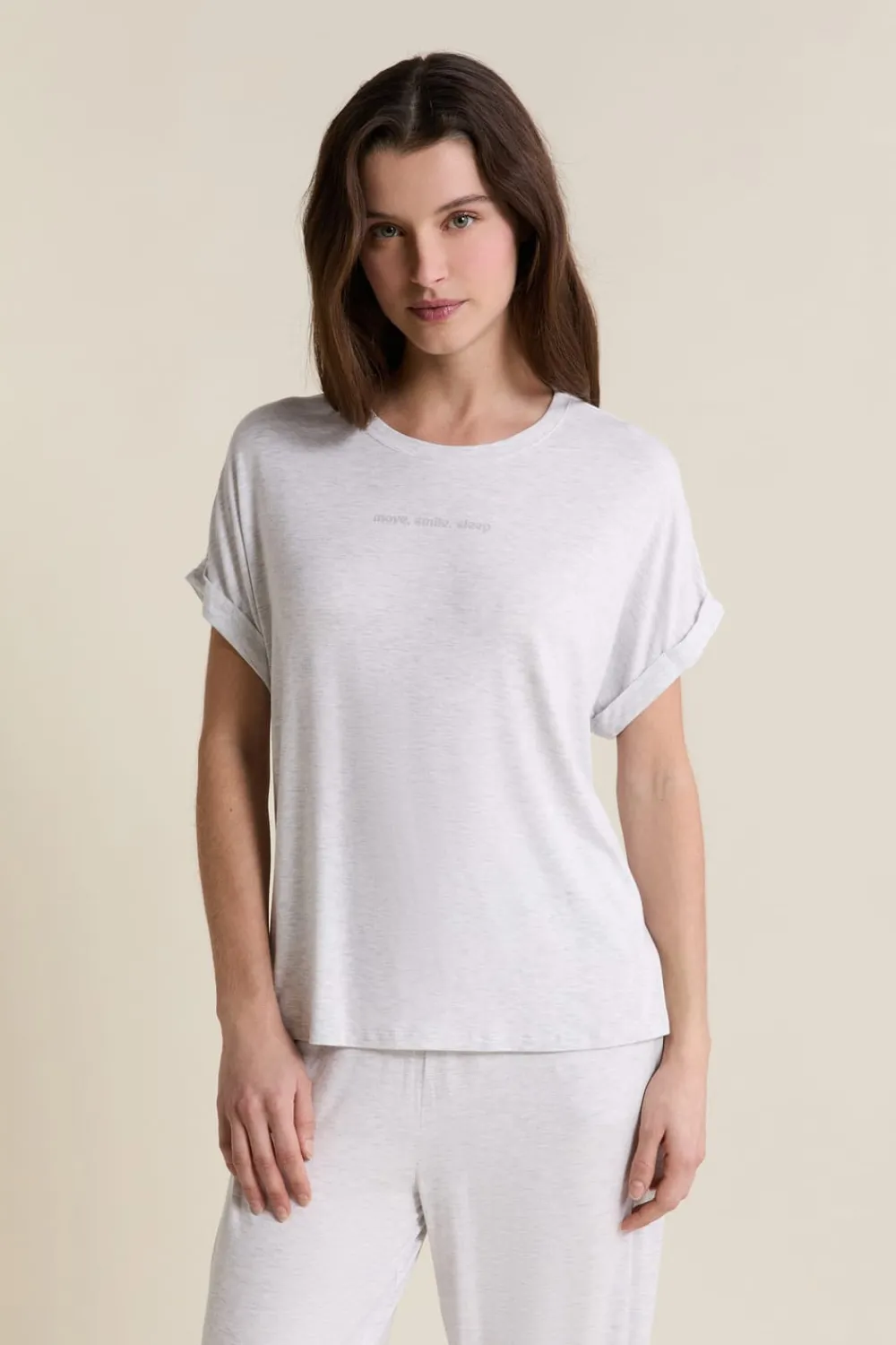 Hot ETAM T-shirt de pyjama manches courtes GRIS CLAIR