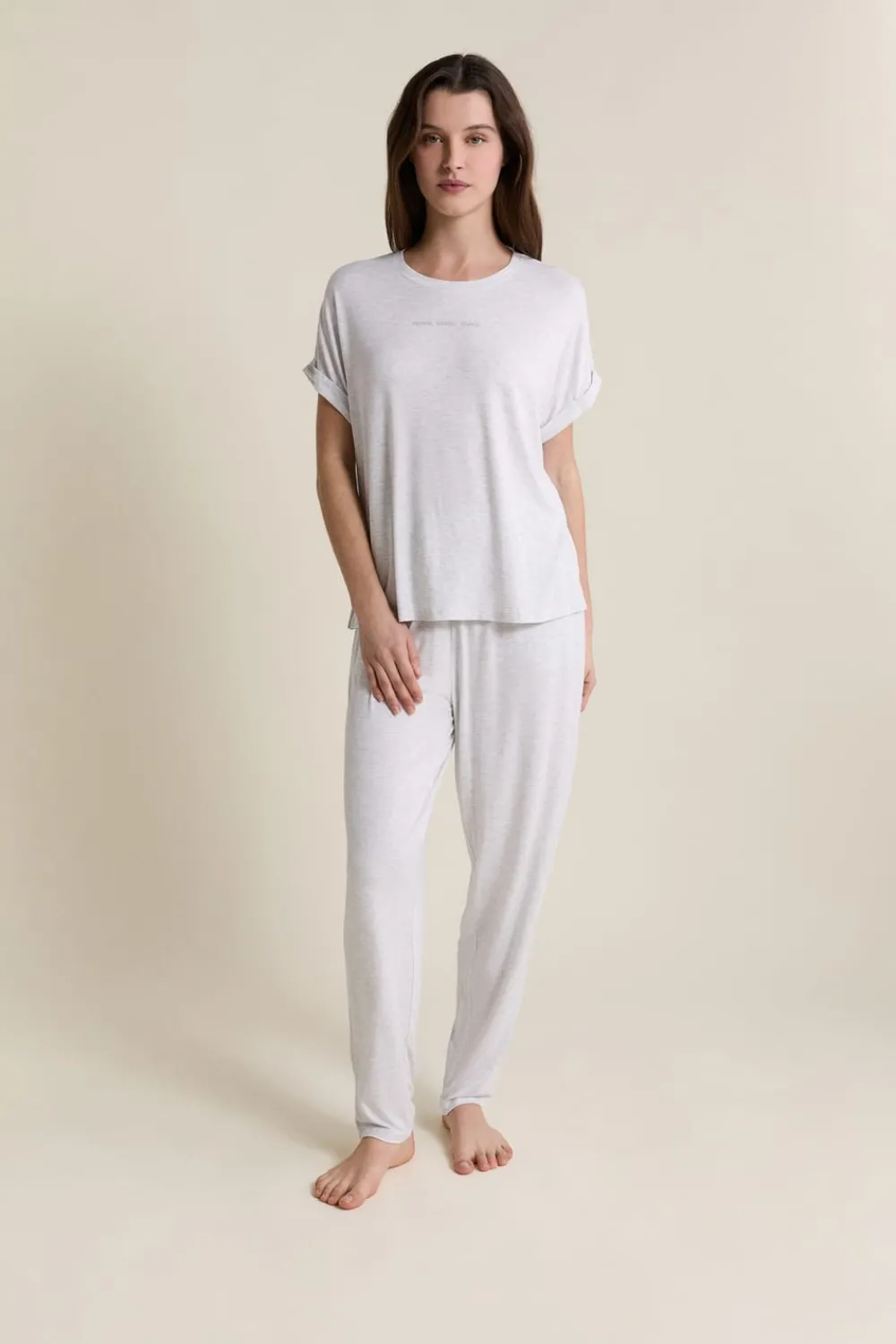 Hot ETAM T-shirt de pyjama manches courtes GRIS CLAIR