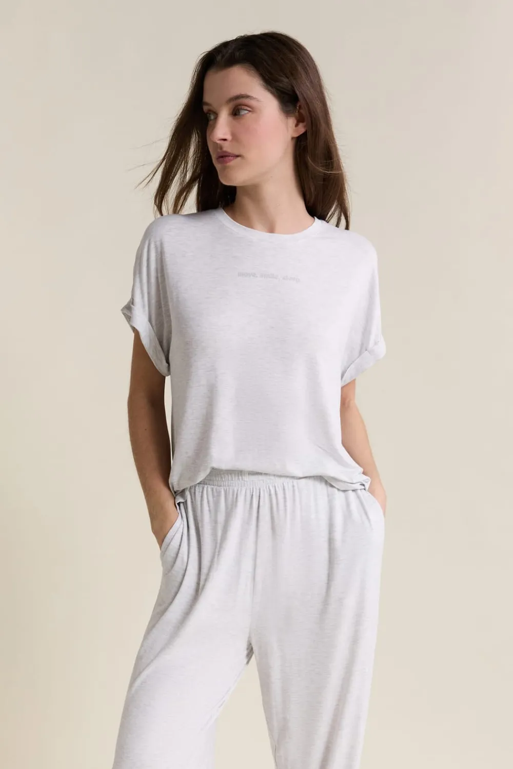 Hot ETAM T-shirt de pyjama manches courtes GRIS CLAIR