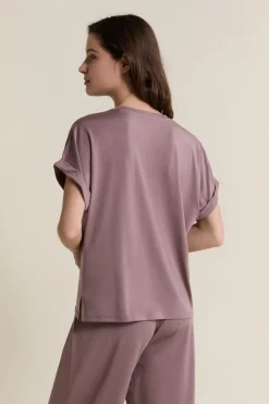 Hot ETAM T-shirt de pyjama manches courtes TAUPE