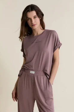 Hot ETAM T-shirt de pyjama manches courtes TAUPE