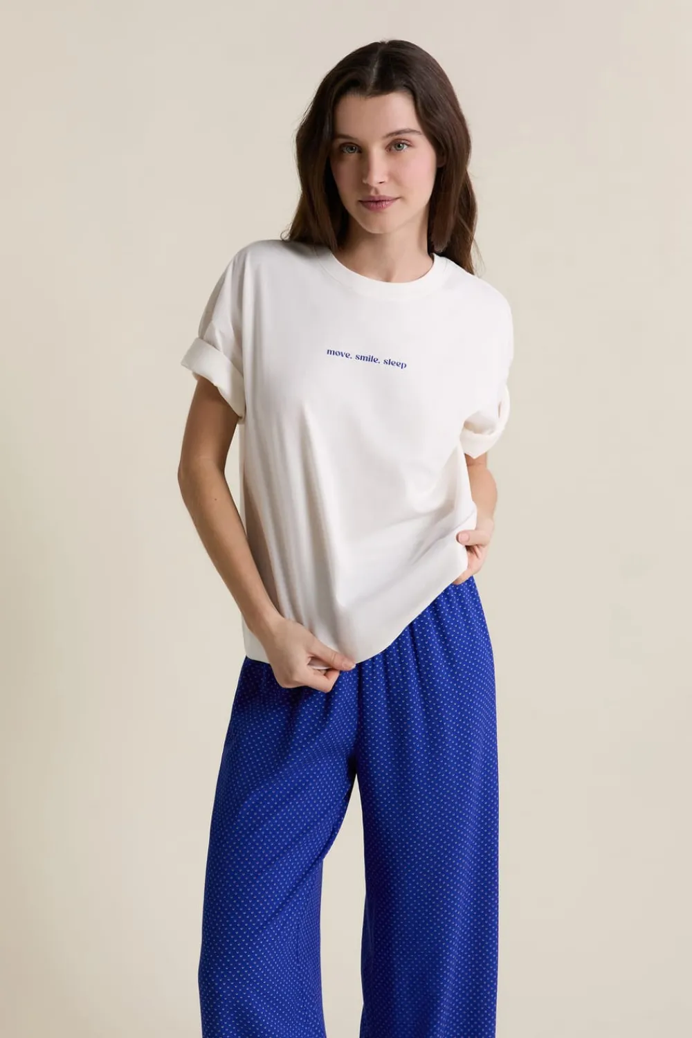 Outlet ETAM T-shirt de pyjama manches courtes en coton BLEU ROYAL