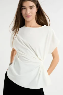 ETAM T-shirt drapé avec noeud BLANC