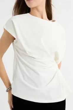 ETAM T-shirt drapé avec noeud BLANC