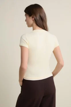 ETAM Tshirt manches courtes col rond JAUNE PALE