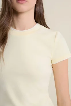 ETAM Tshirt manches courtes col rond JAUNE PALE