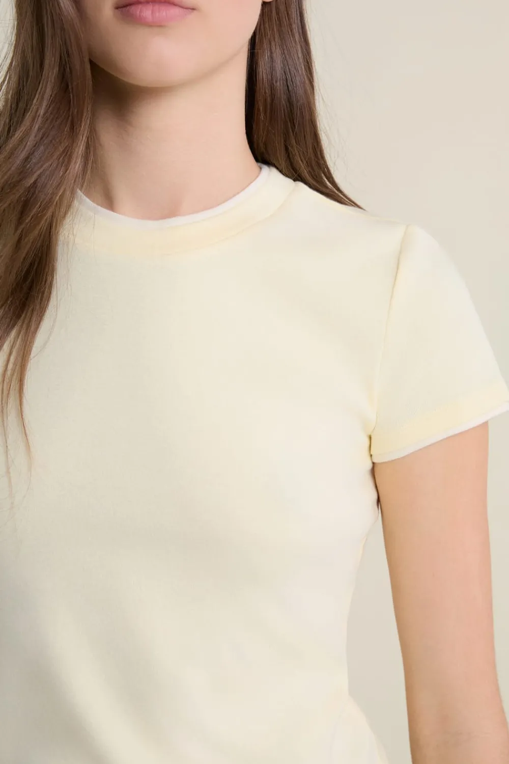 ETAM Tshirt manches courtes col rond JAUNE PALE