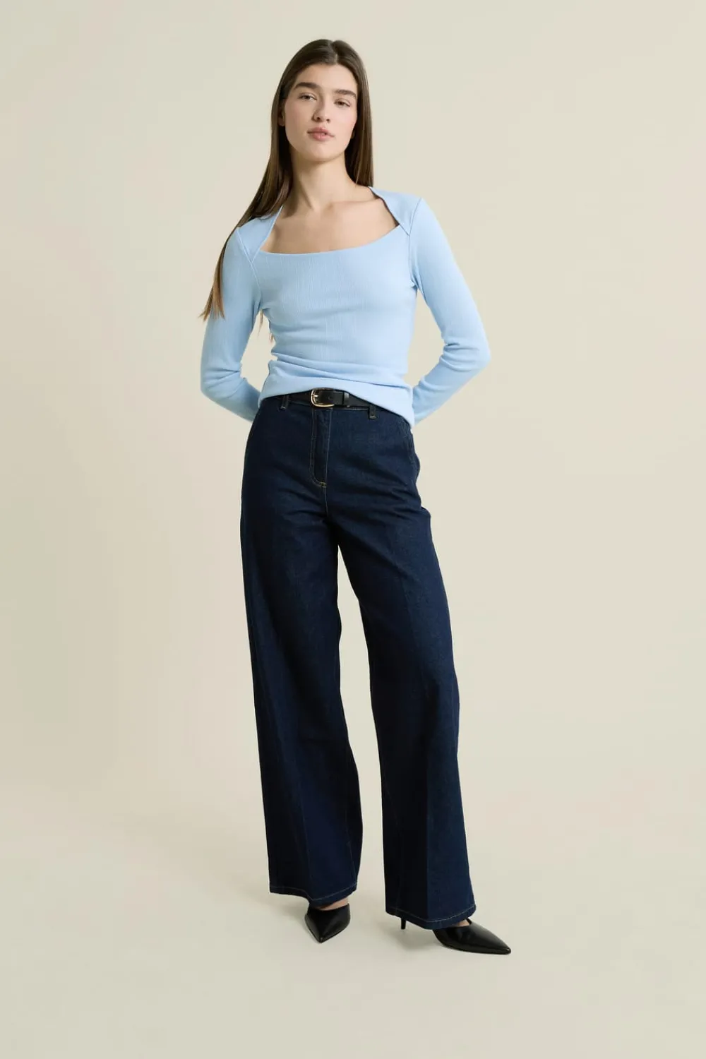 Online ETAM T-shirt manches longues encolure carrée BLEU