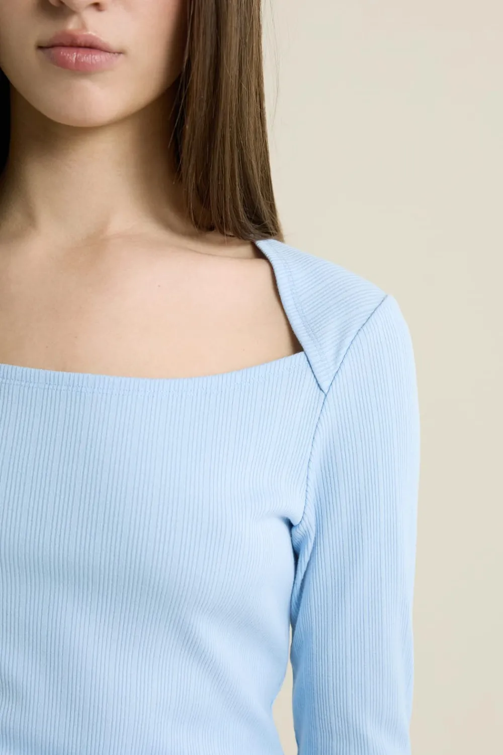 Online ETAM T-shirt manches longues encolure carrée BLEU