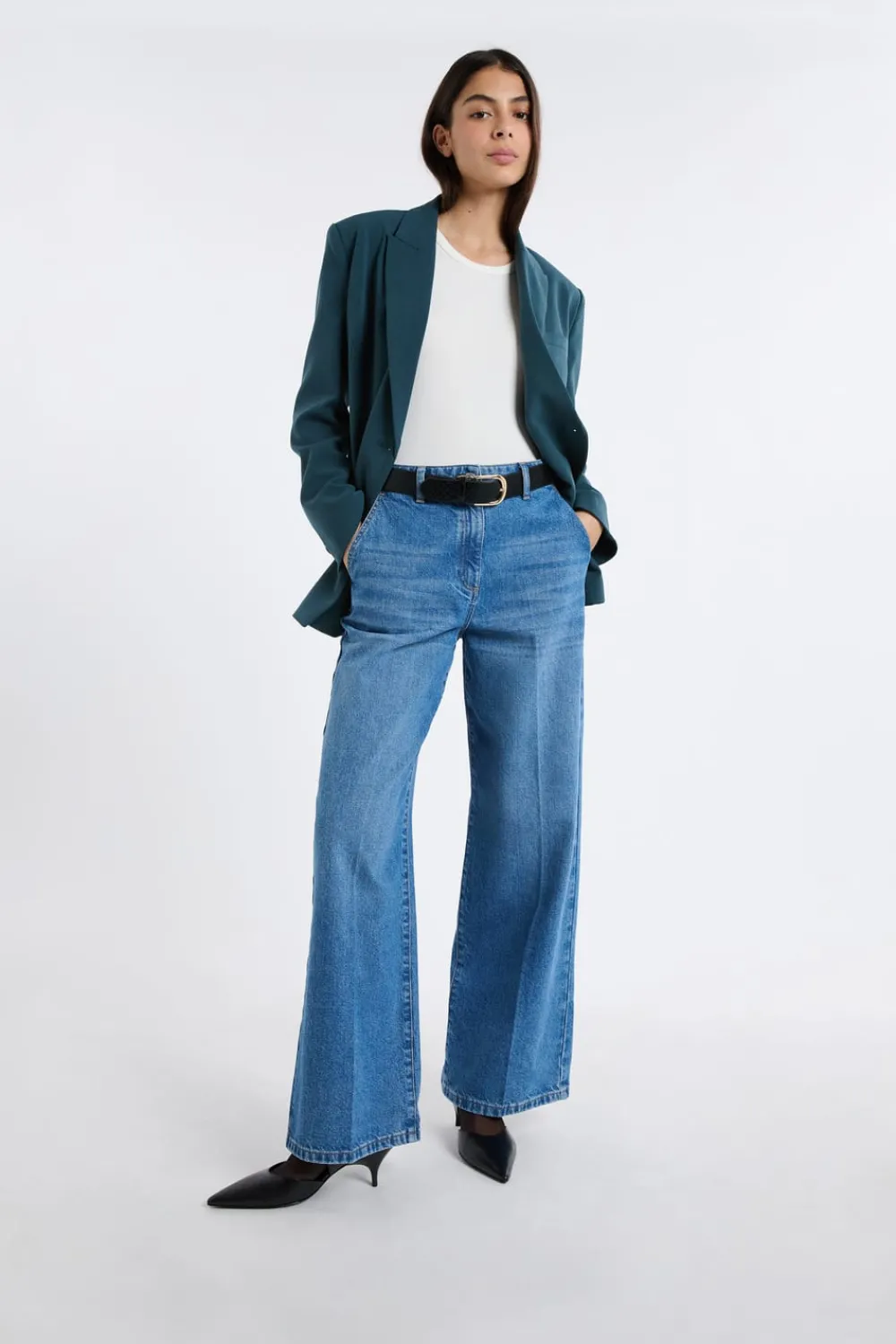 Online ETAM Vaqueros anchos de algodón AZUL