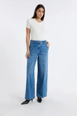 Online ETAM Vaqueros anchos de algodón AZUL