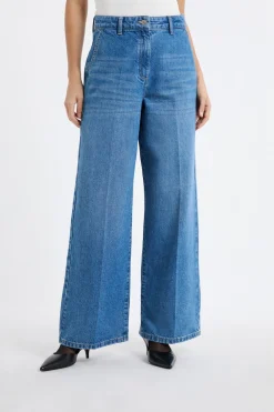 Online ETAM Vaqueros anchos de algodón AZUL