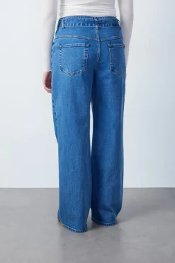 Discount ETAM Vaqueros corte zanahoria con corbata AZUL REAL