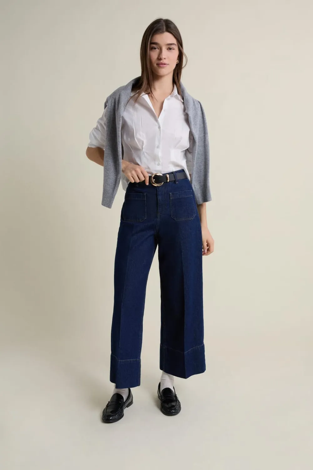 Discount ETAM Vaqueros rectos con bolsillos delanteros azul denim