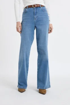 Discount ETAM Vaqueros rectos de algodón AZUL