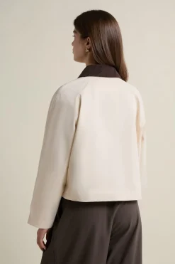 New ETAM Veste courte à col velours ECRU