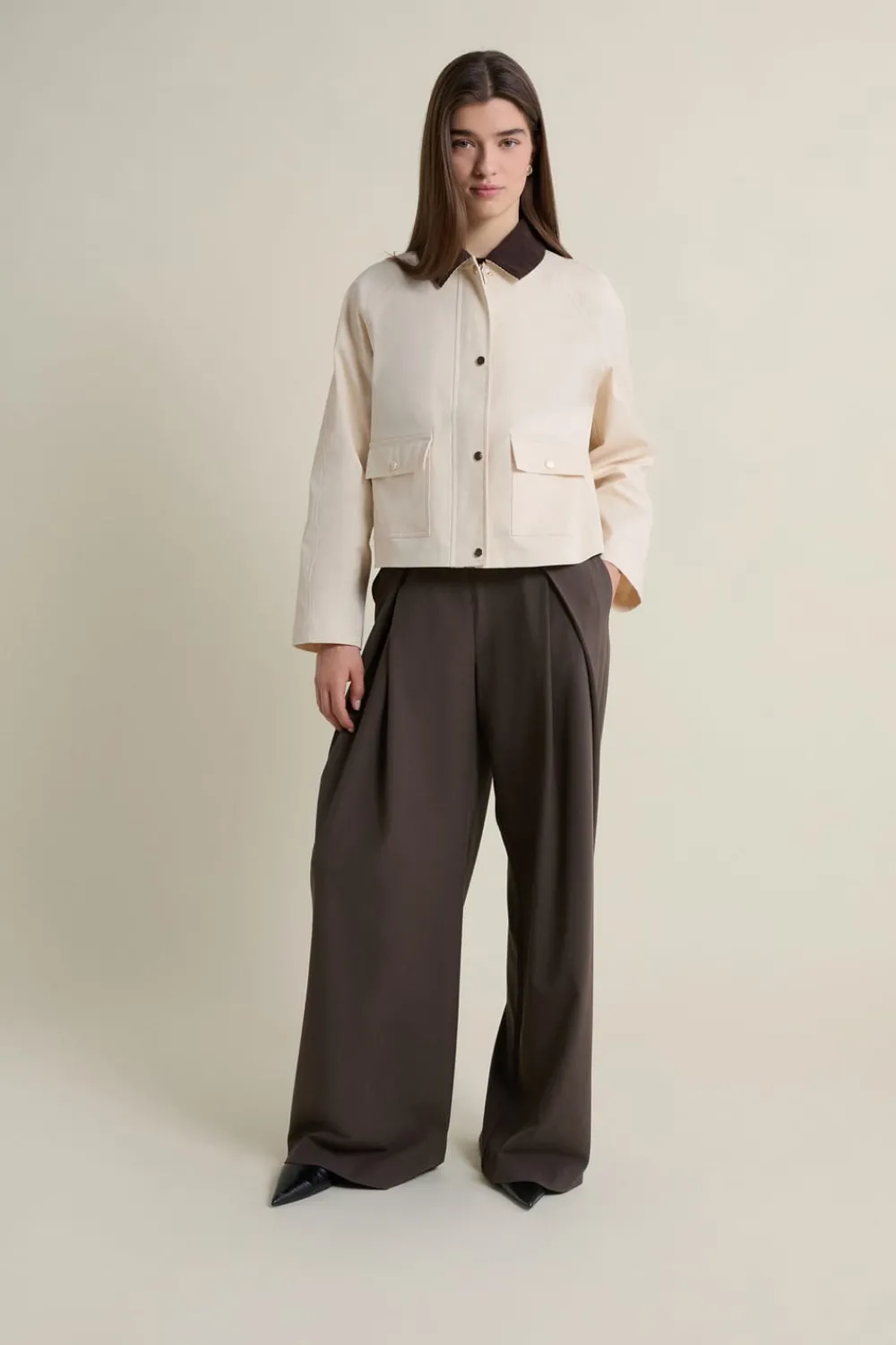 New ETAM Veste courte à col velours ECRU