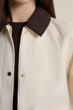 New ETAM Veste courte à col velours ECRU