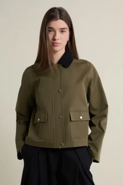 Discount ETAM Veste courte à col velours KAKI