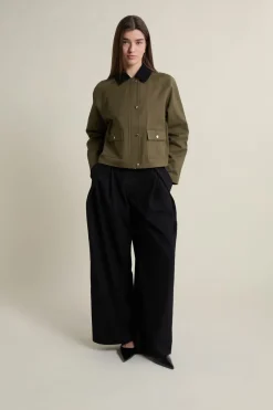Discount ETAM Veste courte à col velours KAKI