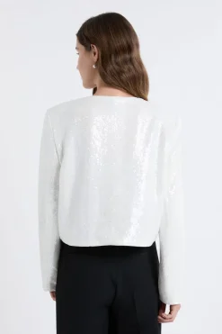 Outlet ETAM Veste courte à sequins BLANC