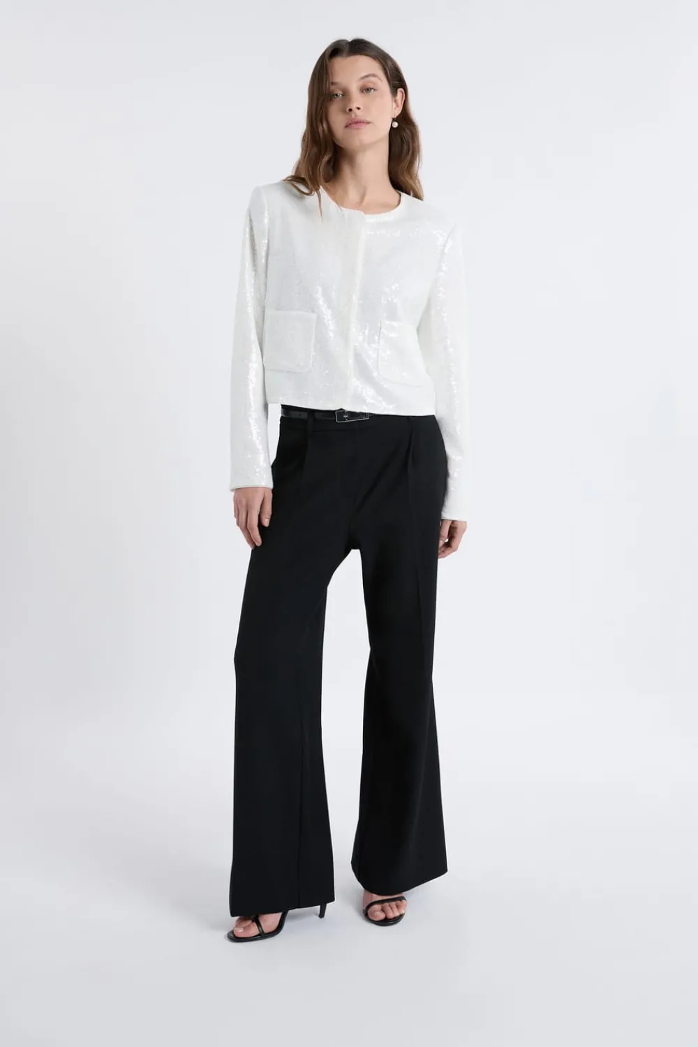 Outlet ETAM Veste courte à sequins BLANC