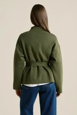Hot ETAM Veste maille ceinturée KAKI