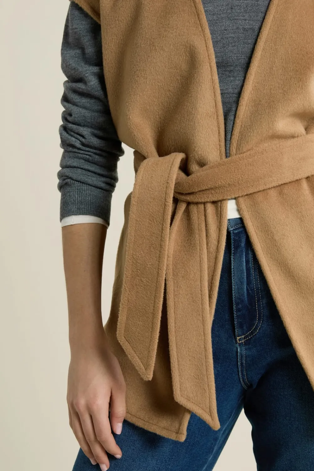 New ETAM Veste sans manches ceinturée DUNE