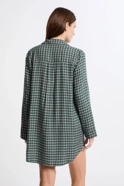 Discount ETAM Vestido camisero a cuadros VERDE