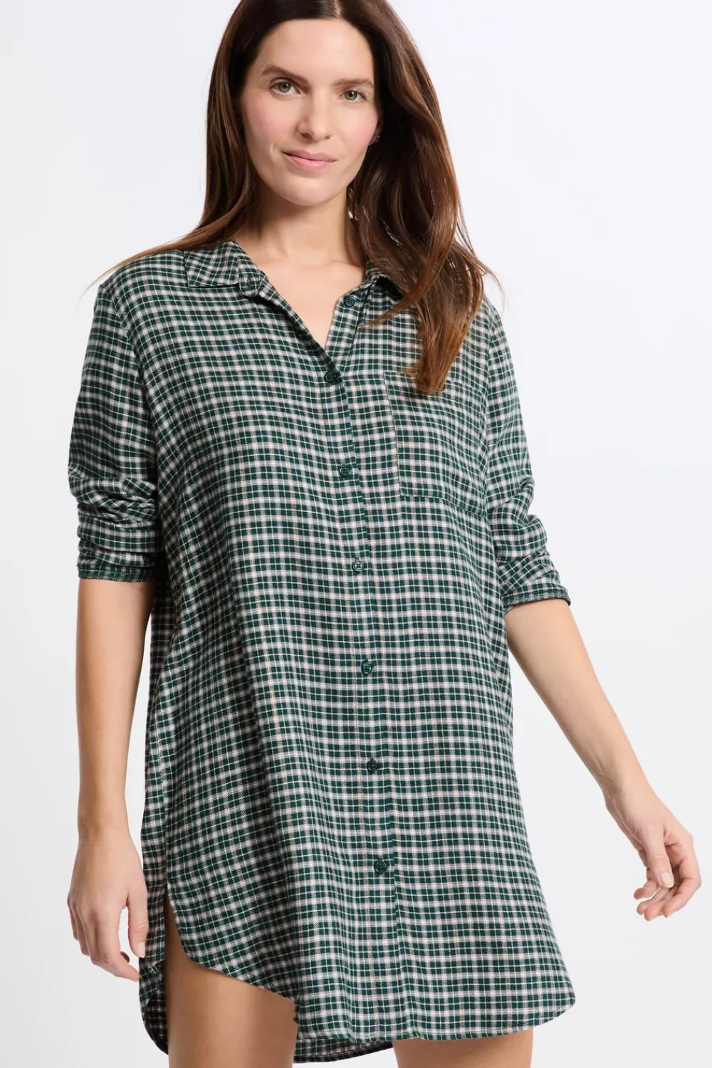 Discount ETAM Vestido camisero a cuadros VERDE
