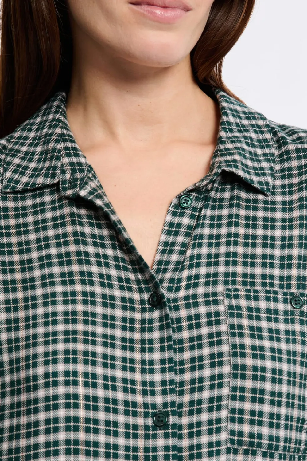 Discount ETAM Vestido camisero a cuadros VERDE
