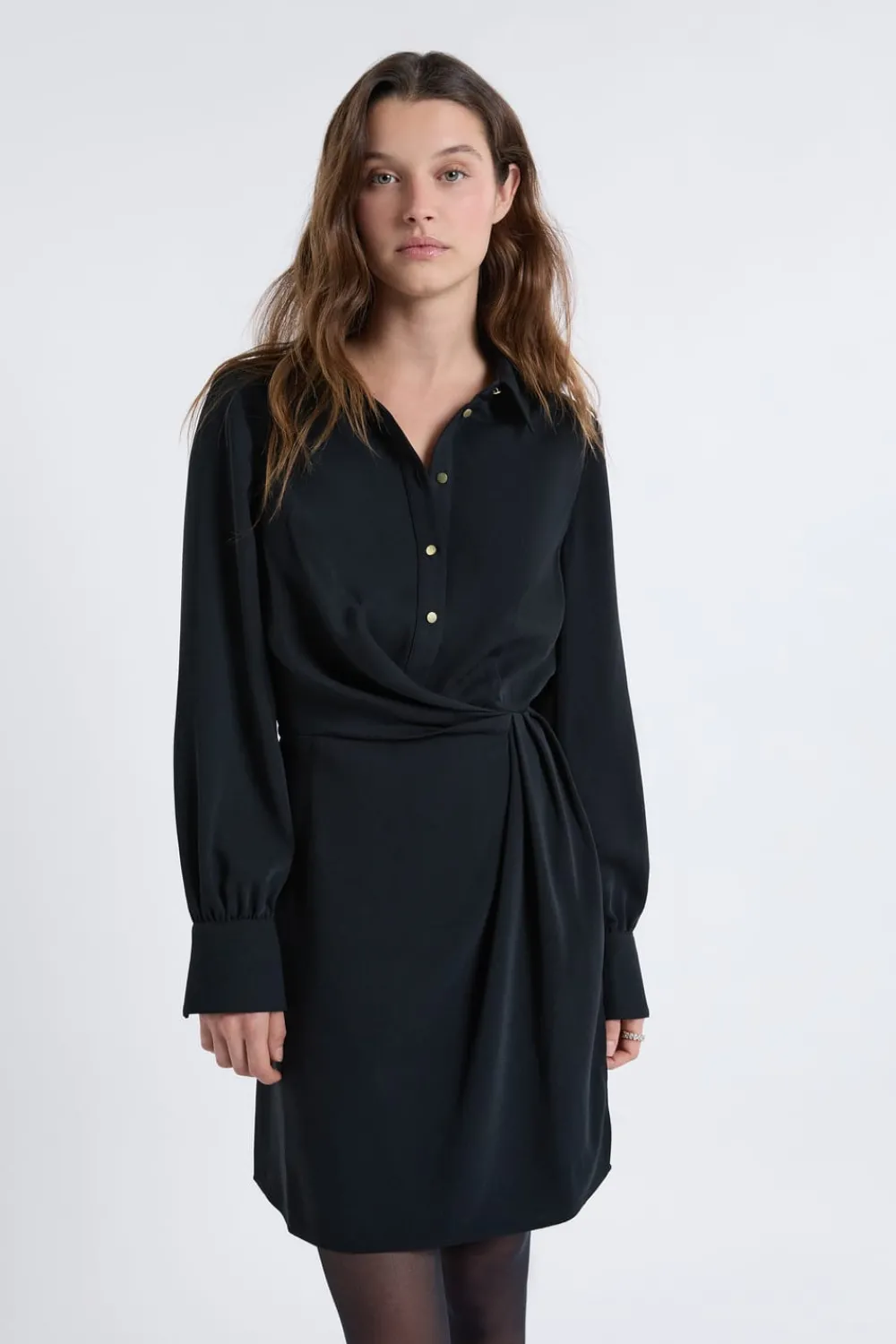 New ETAM Vestido camisero corto NEGRO