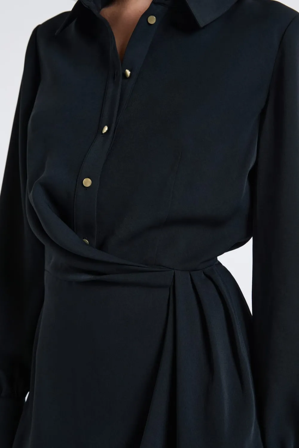 New ETAM Vestido camisero corto NEGRO