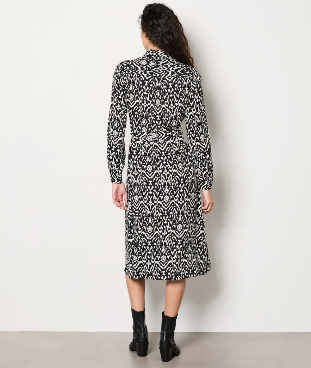 Hot ETAM Vestido camisero estampado con cinturón ANTRACITA