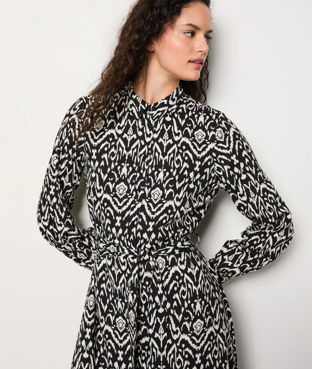 Hot ETAM Vestido camisero estampado con cinturón ANTRACITA