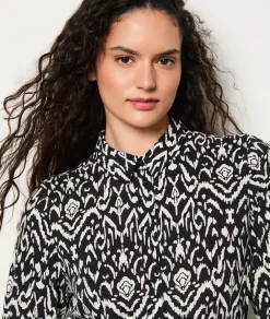 Hot ETAM Vestido camisero estampado con cinturón ANTRACITA