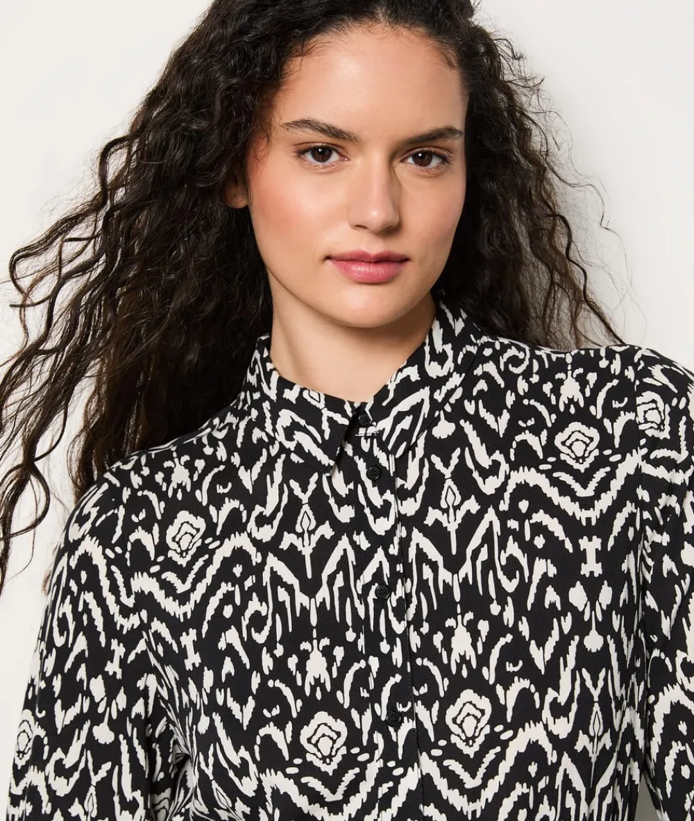 Hot ETAM Vestido camisero estampado con cinturón ANTRACITA