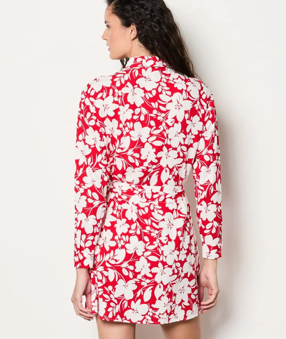 Hot ETAM Vestido camisero floral con cinturón IMP FD CORAIL