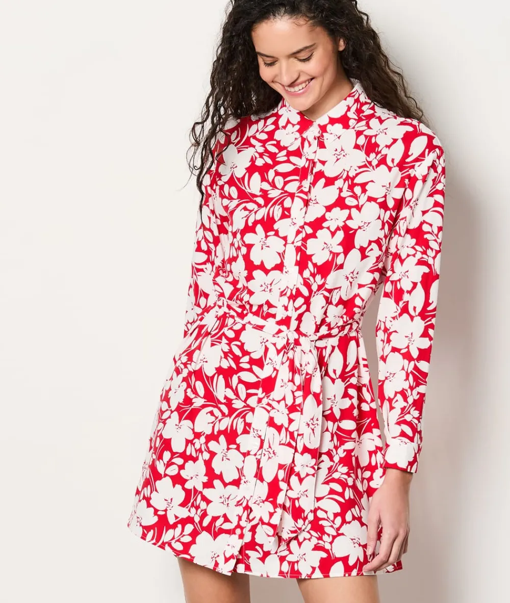 Hot ETAM Vestido camisero floral con cinturón IMP FD CORAIL