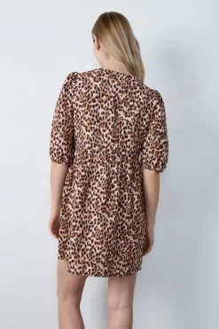 Hot ETAM Vestido con lazada y de leopardo ESTAMPADO