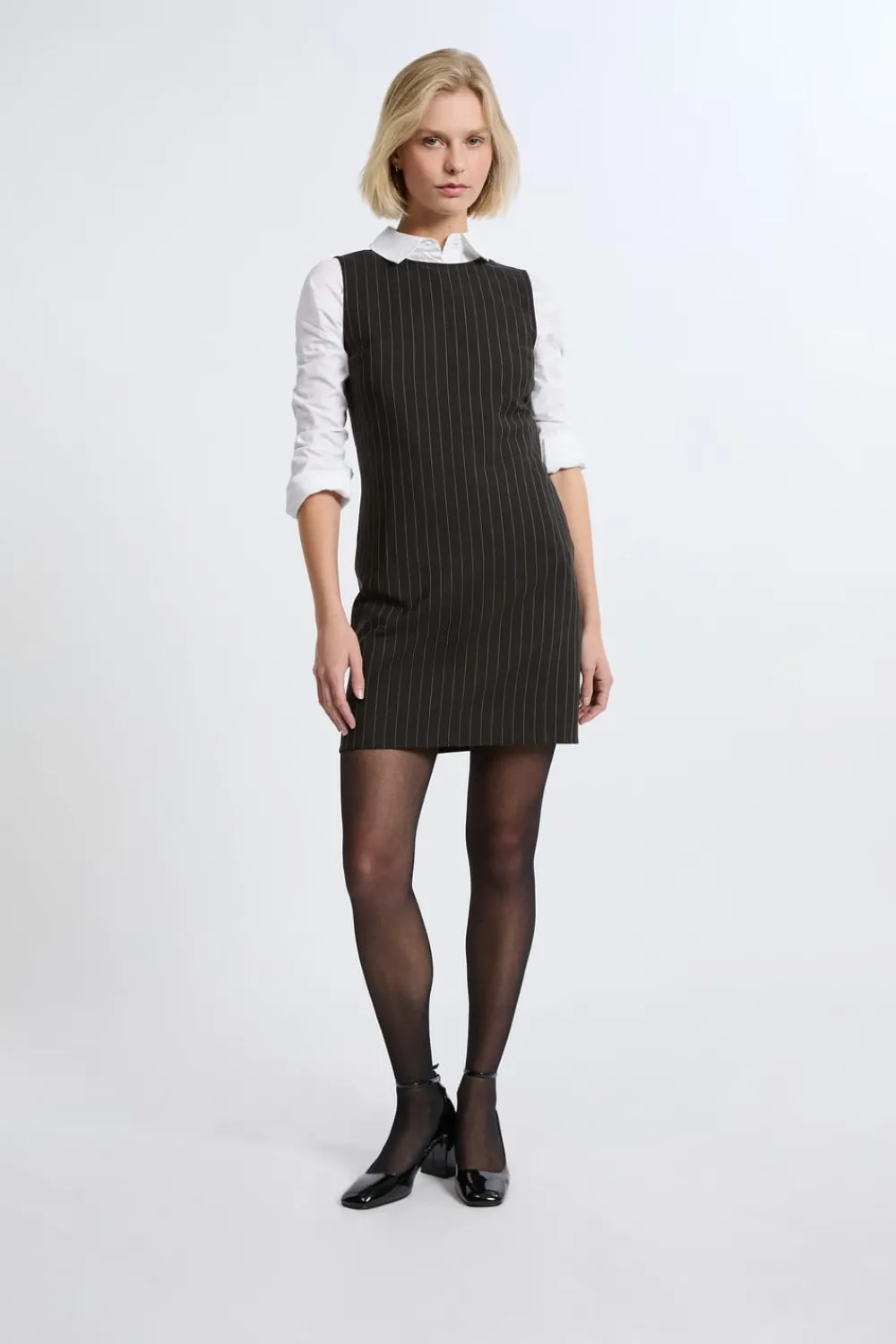 New ETAM Vestido corto a rayas NEGRO