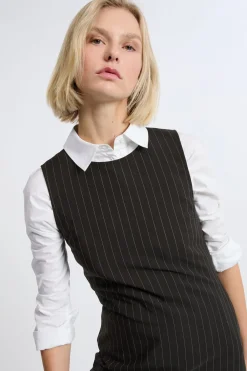 New ETAM Vestido corto a rayas NEGRO