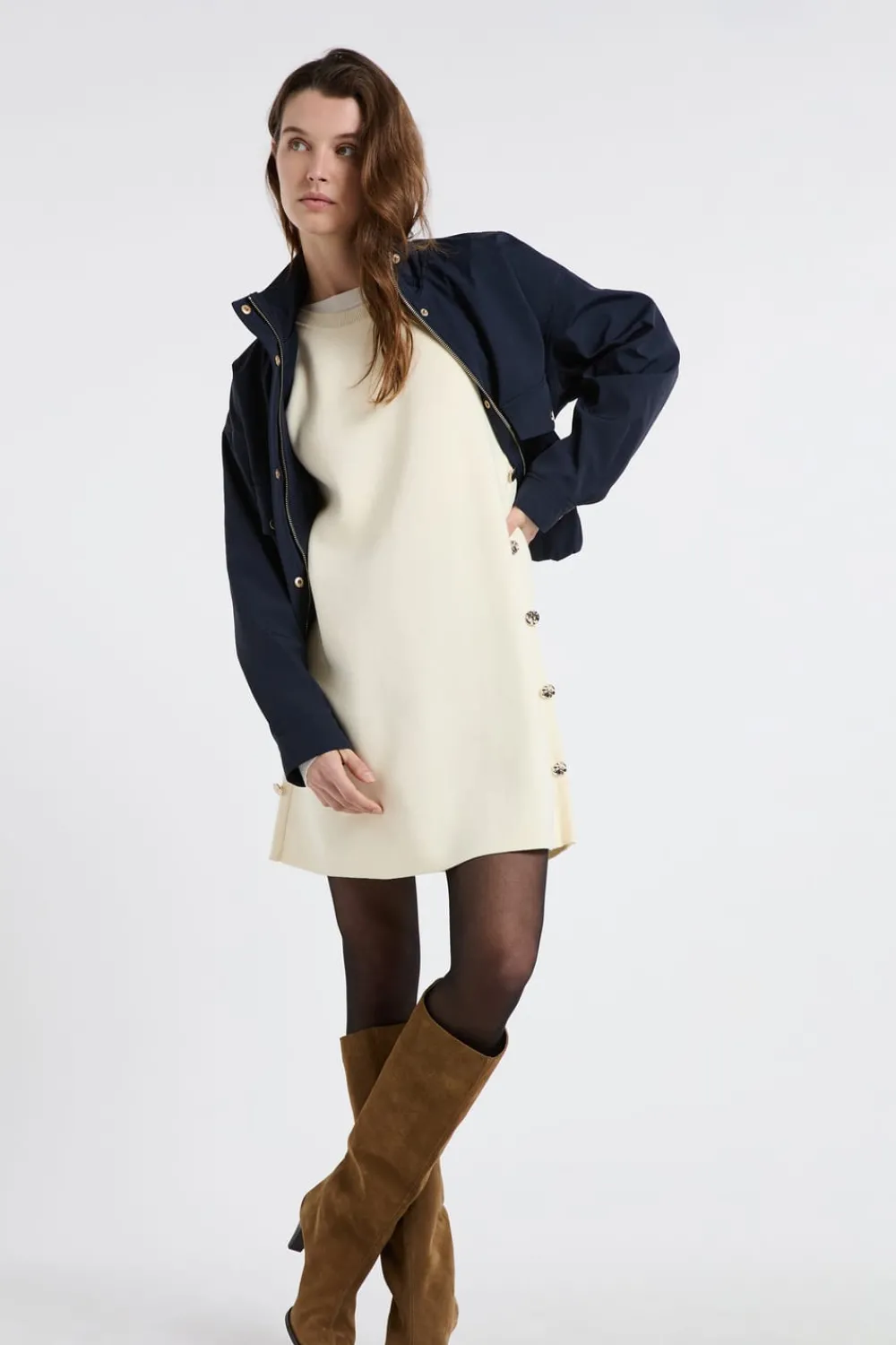 New ETAM Vestido corto con botones dorados LINO