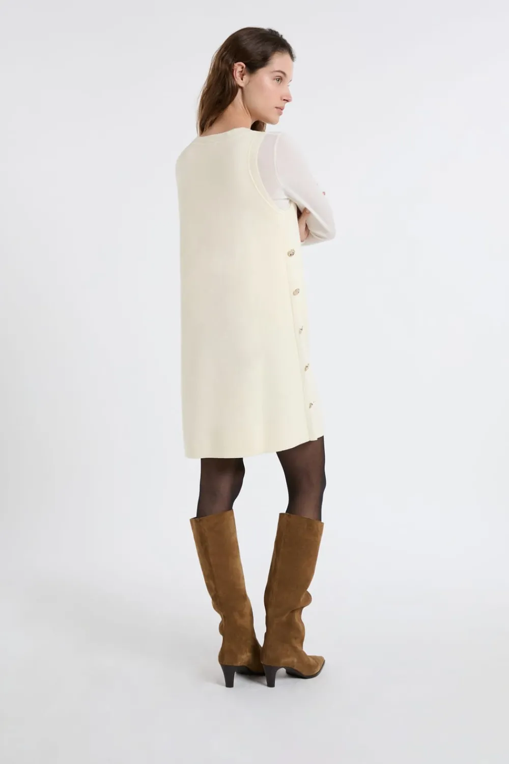 New ETAM Vestido corto con botones dorados LINO